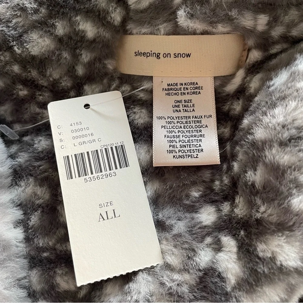 Anthropologie Sleeping On Snow Ingrid Leopard Faux Fur Gray Infinity Scarf NWT